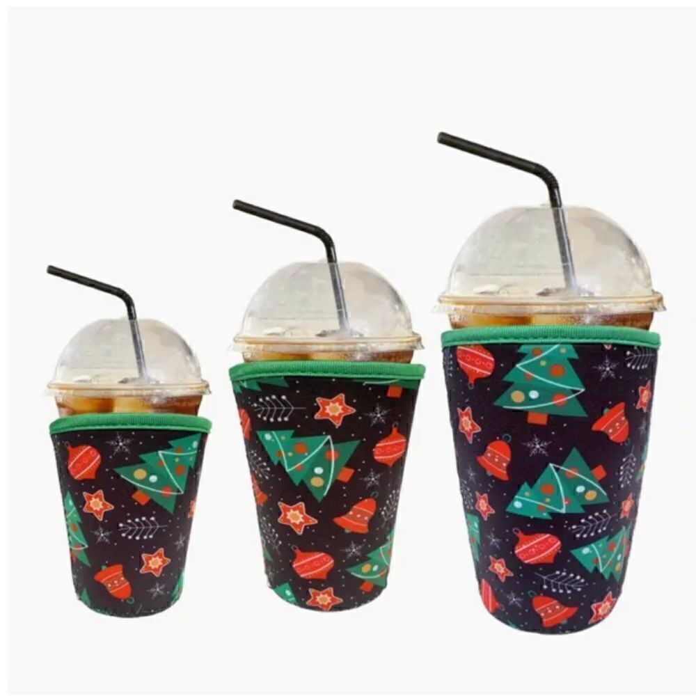 NEW! Trendy Set of THREE Neoprene Iced Coffee Sleeves Tall Grande Venti Starbuck